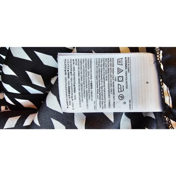 Banana Republic Women's Black White Diamond Print V-Neck Midi Wrap Dress Size 4 - Picture 5 of 6